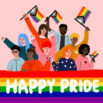 A illustration celebrating Pride month