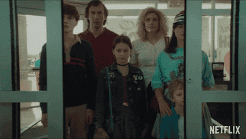 1980s family entering a grocery store