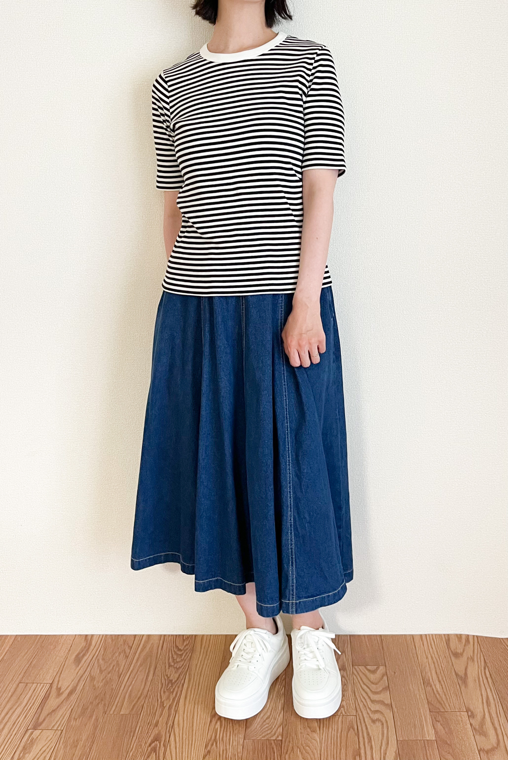 UNIQLO(ユニクロ)のおすすめのトップス「リブボーダークルーネックT(5分袖)」