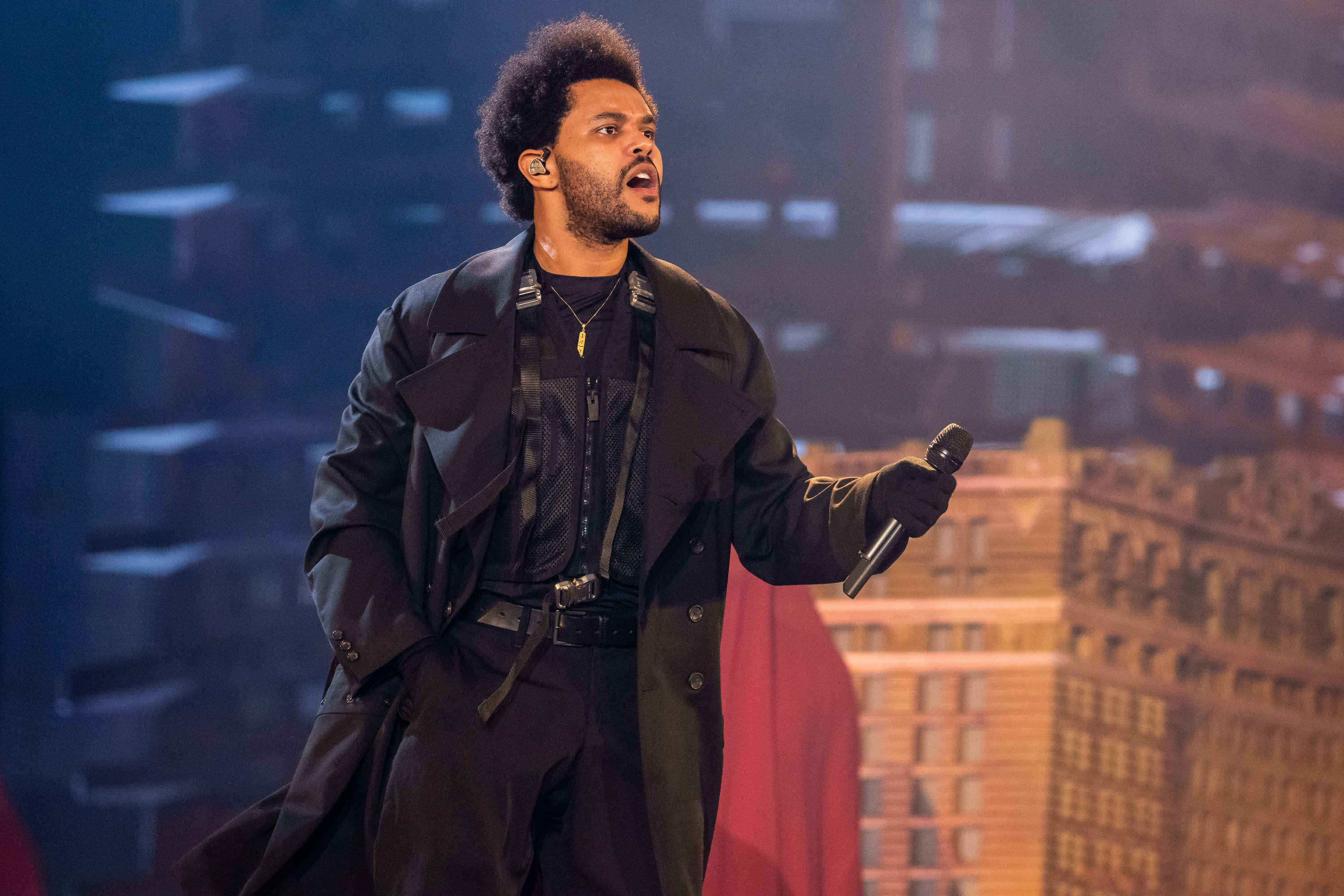 The Weeknd performing onstage