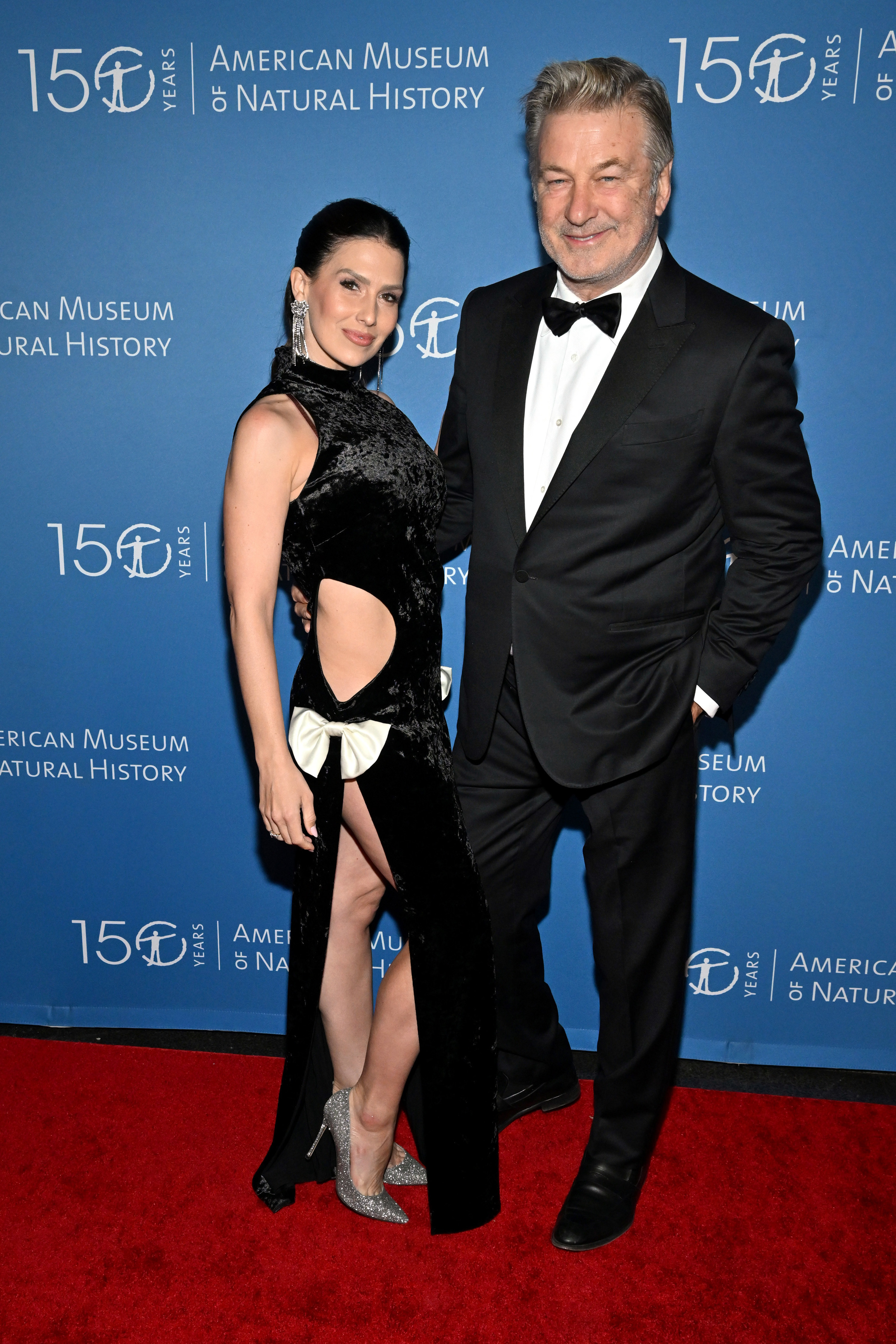 Hilaria posing for pictures on the red carpet with her husband Alec Baldwin