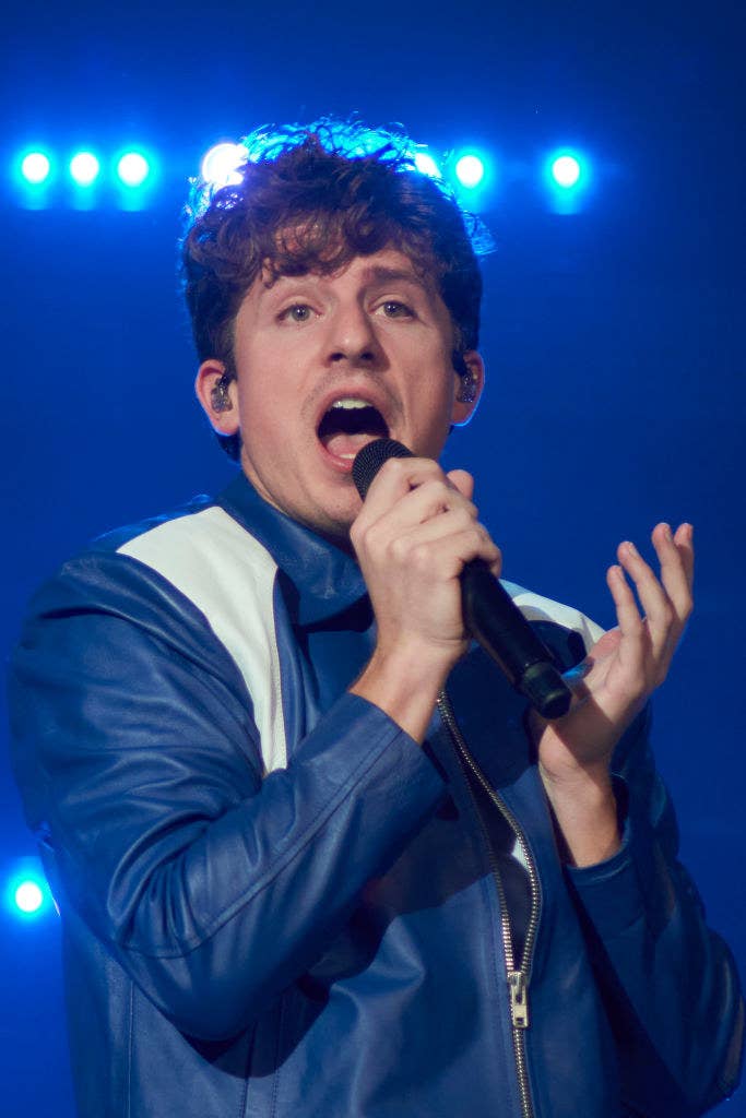 Close-up of Charlie singing