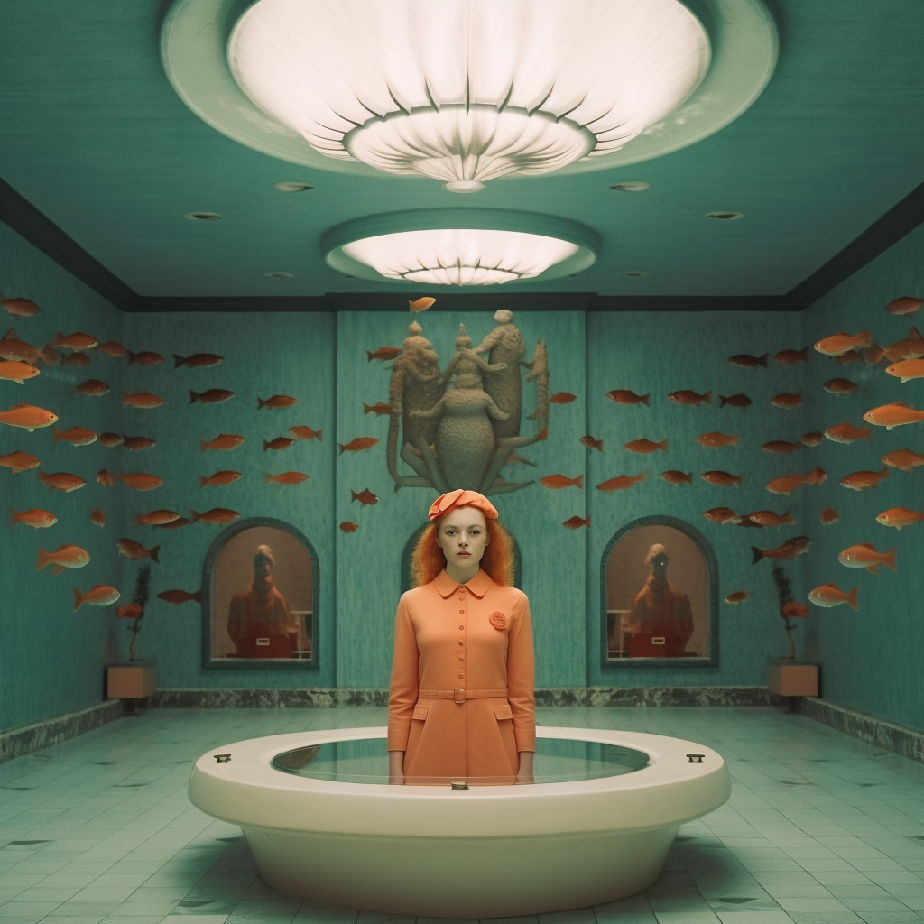 Rendering of Ariel as a Wes Anderson character