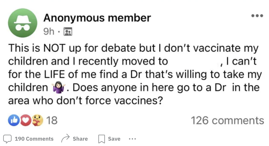 &quot;I don&#x27;t vaccinate my children&quot;