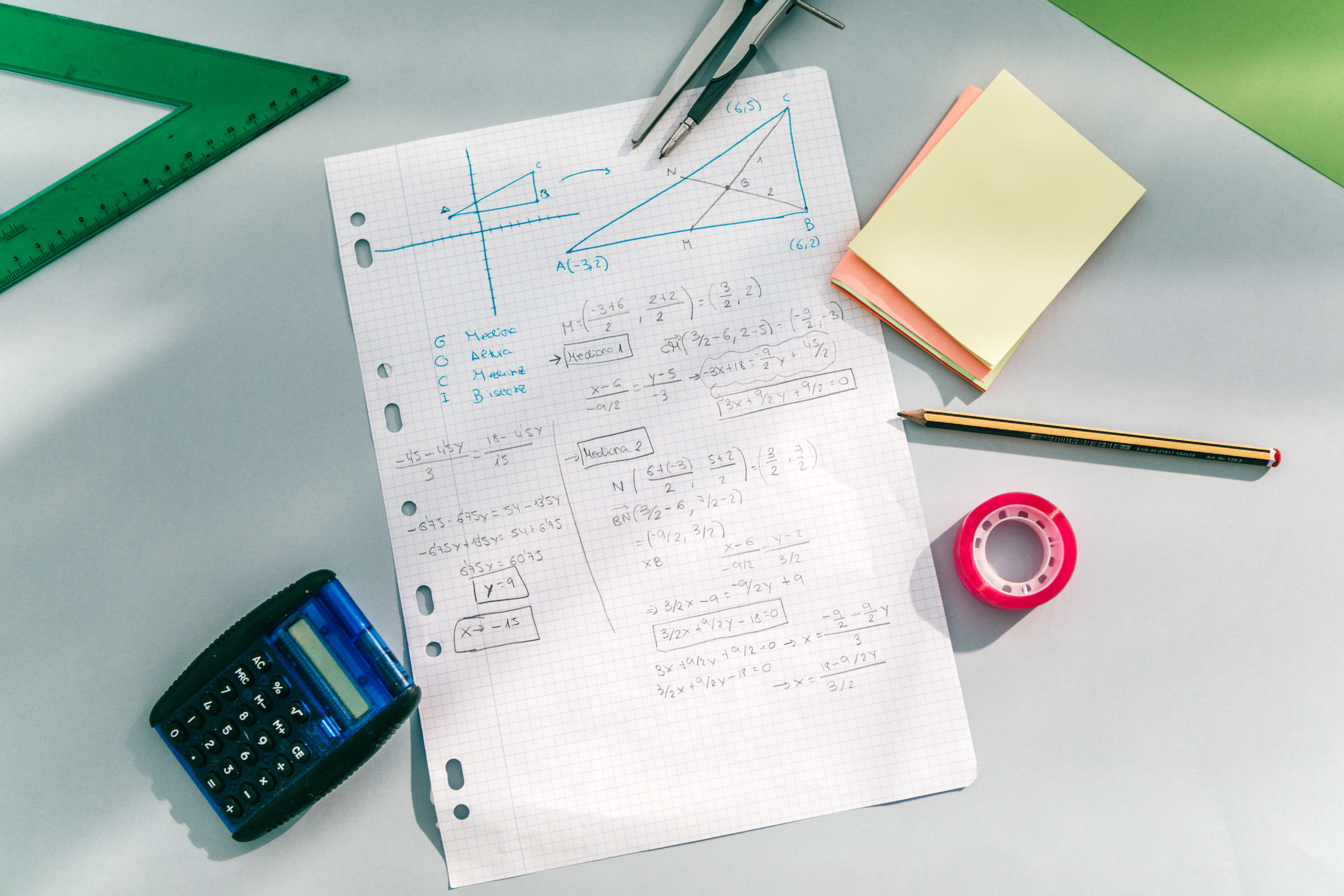 homework and desk supplies