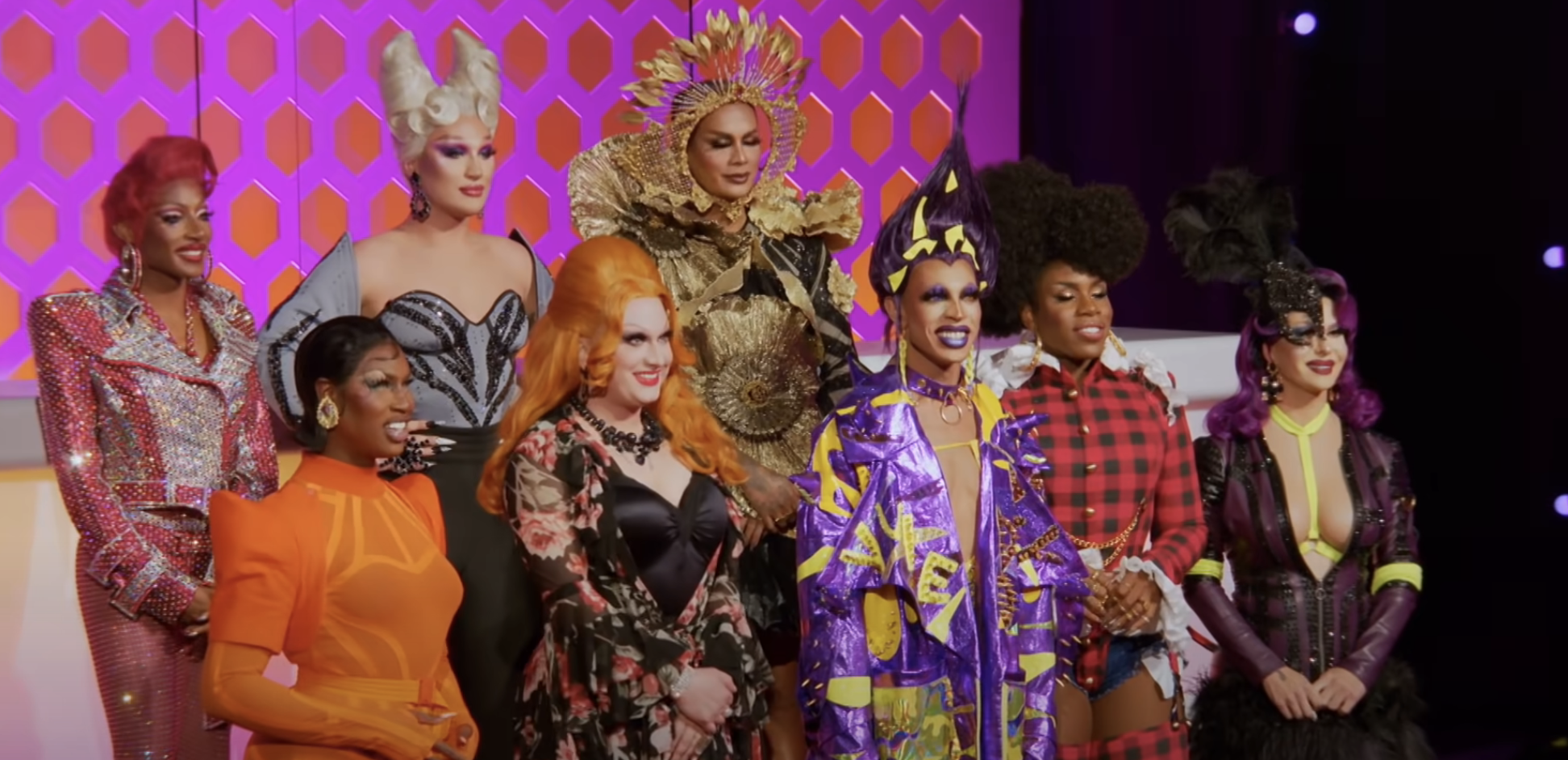 the contestants grouped together for judging