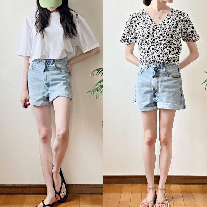 ZARA(ザラ)のおすすめボトムス「TRF HIGH-RISE MOM FIT デニム バミューダパンツ」