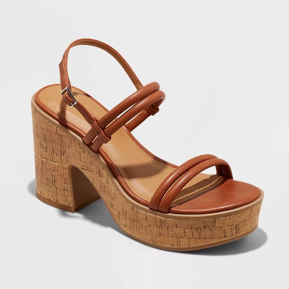brown platform cork sandal