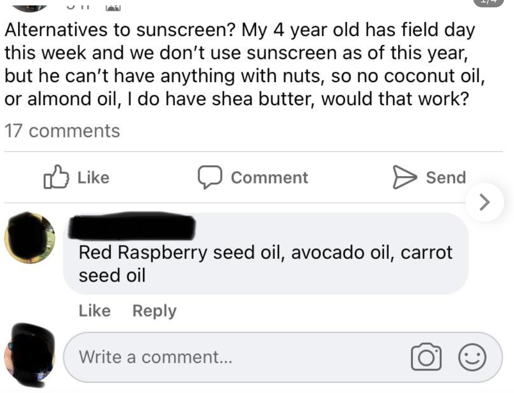 &quot;Alternatives to sunscreen?&quot;