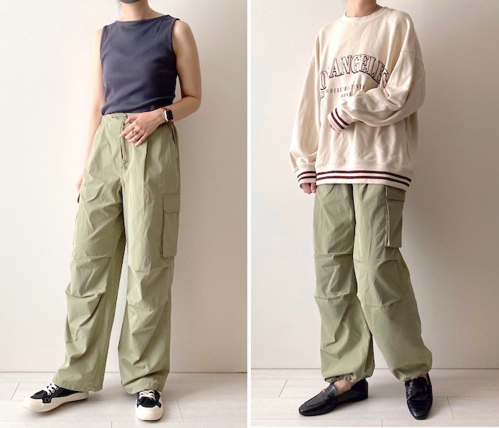 ユニクロのオススメのファッション「パラシュートカーゴパンツ(丈標準70.0～74.0cm)」のコーディネート