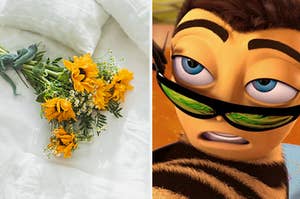 flowers and a bee