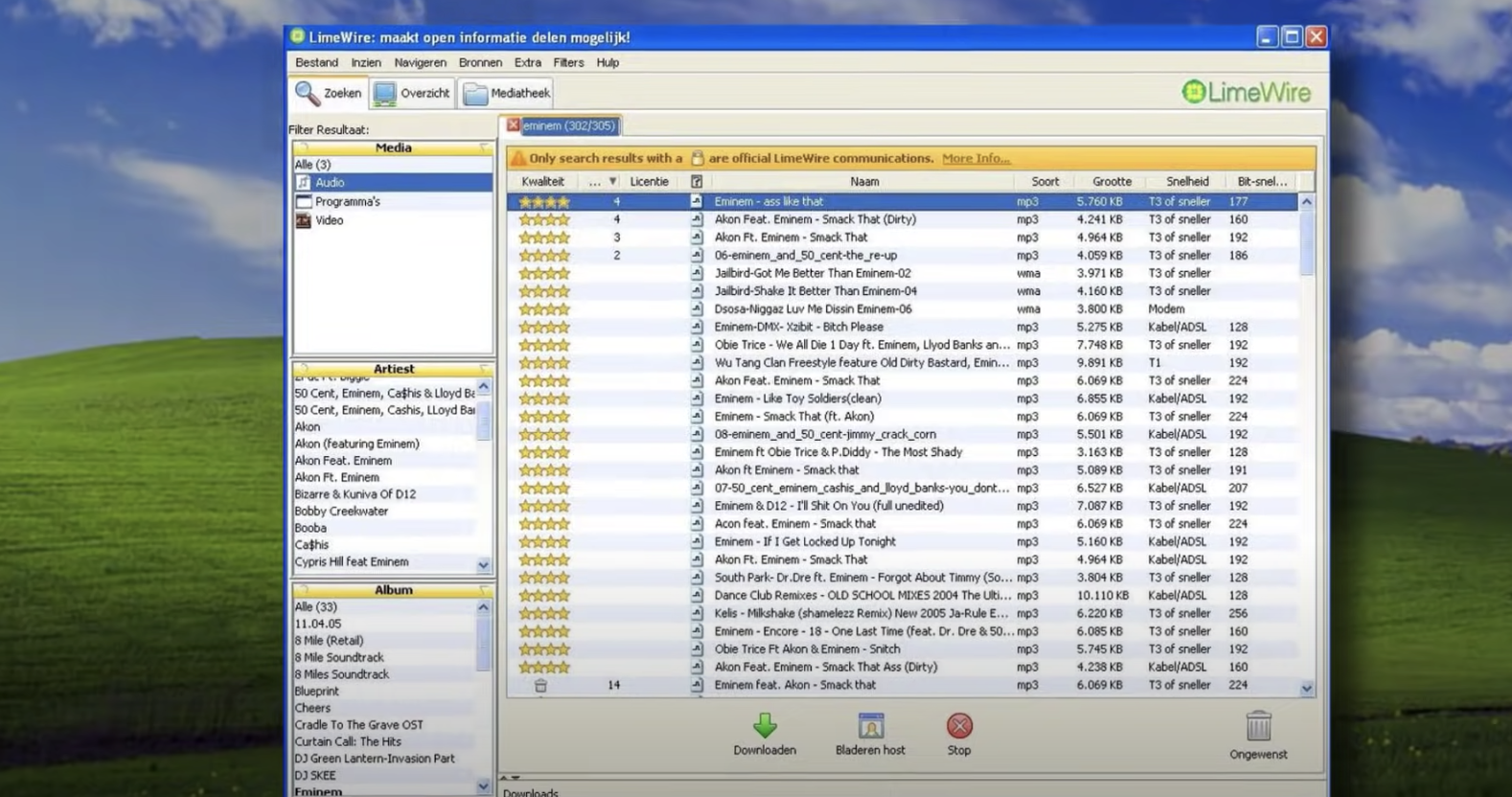 a screenshot of limewire