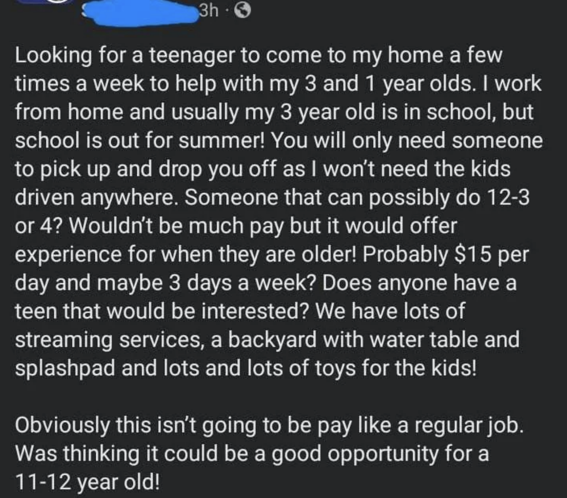 &quot;Probably $15 per day and maybe 3 days a week?&quot;