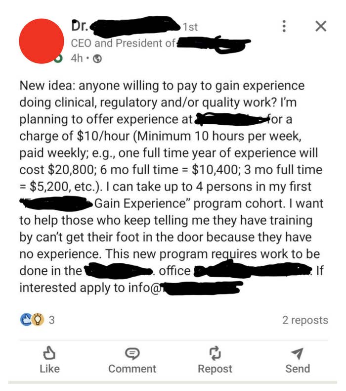 A person who is charging $10 an hour for someone to work for them