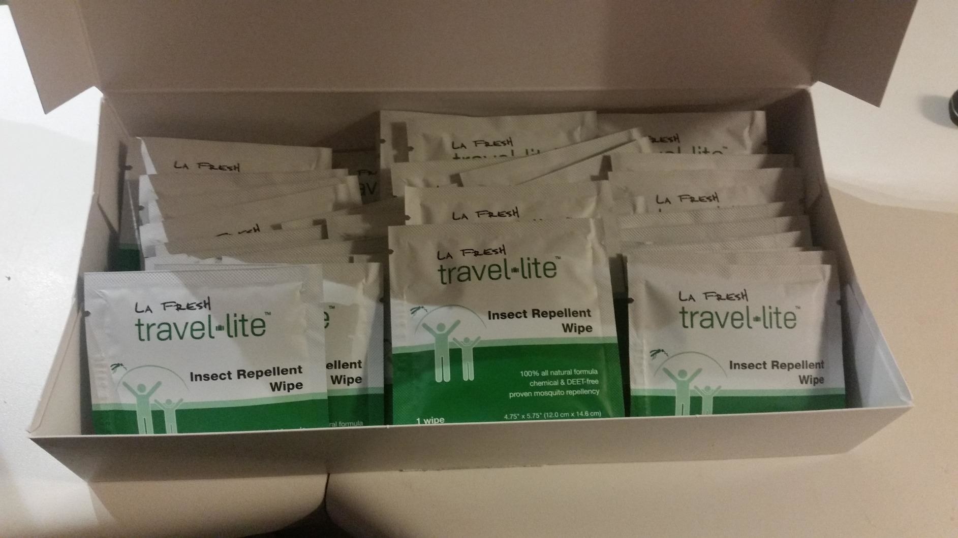 Reviewer image of the individually packaged wipes