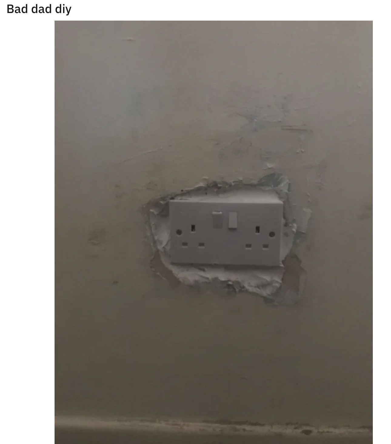outlet on the wall around unpatched wall
