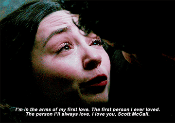 woman saying, i&#x27;m in the arms of my first love the first person i ever loved. the person i&#x27;ll always love. i loveyou, scott mccall
