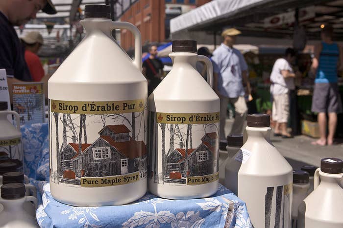 Fresh locally grown maple syrup is sold at the ByWard Market on June 30, 2012 in Ottawa, Canada.