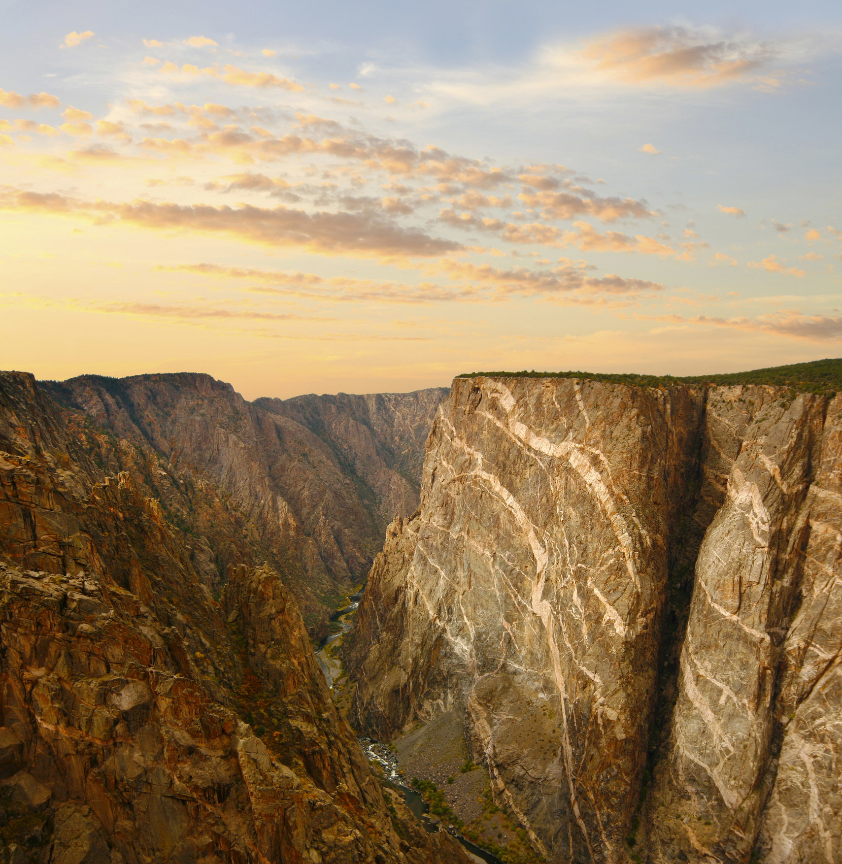 Black Canyon of the Gunnison National Park at sunset.