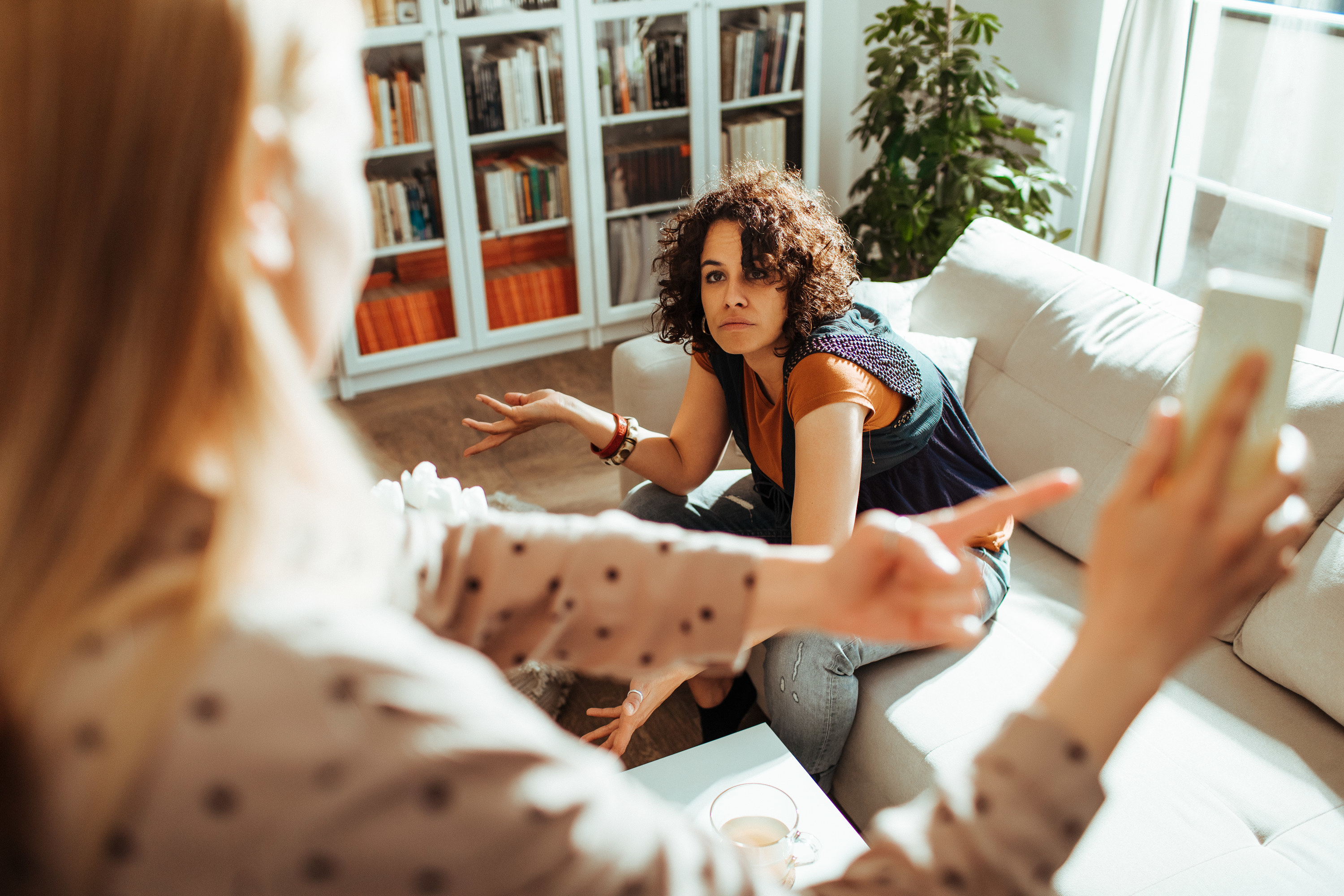 couple fighting in living room