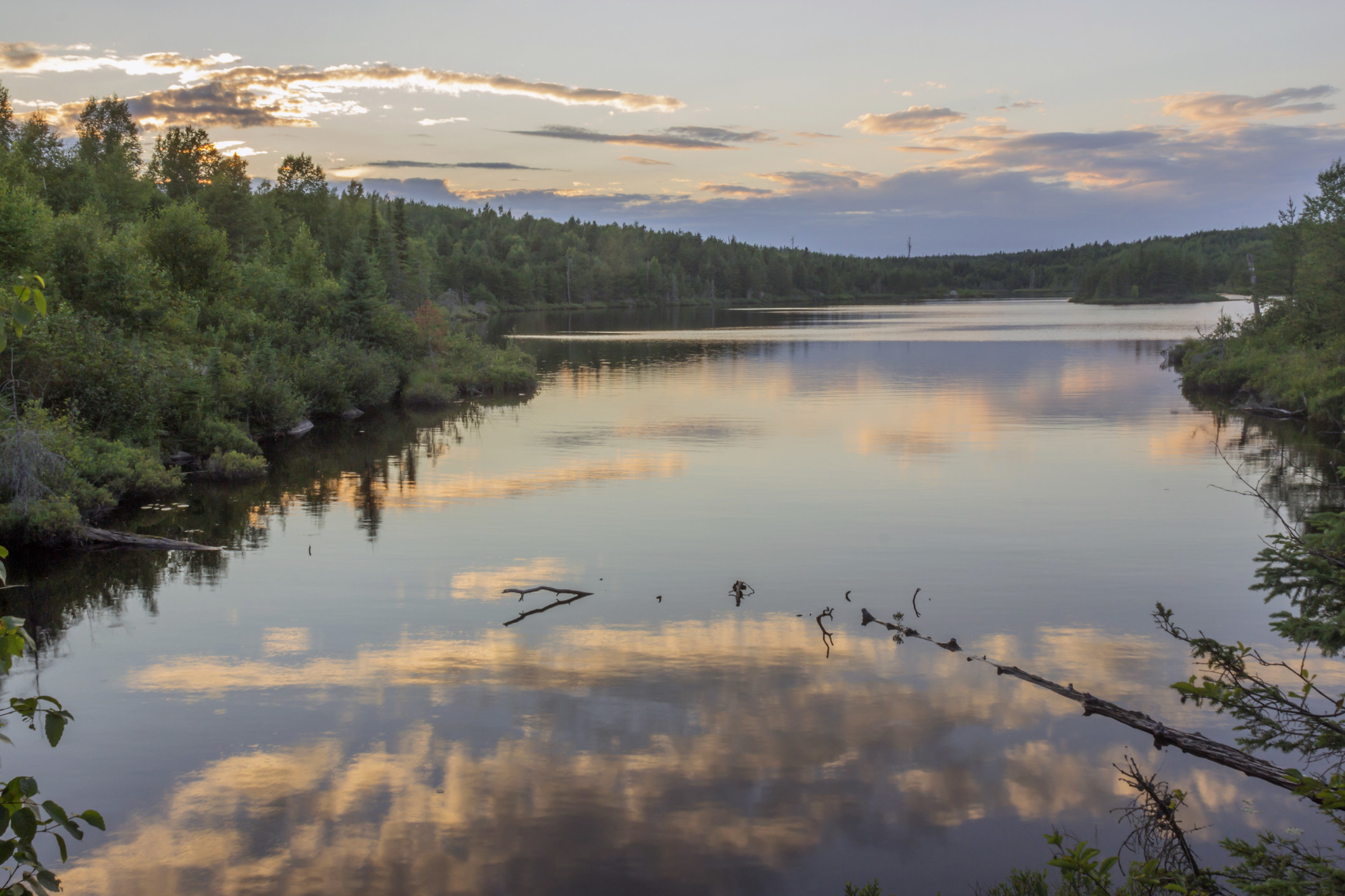 A sunset over a lake in the Boundary Waters.