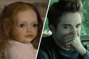 Creepy Remesme smiling and Edward holding his nose.