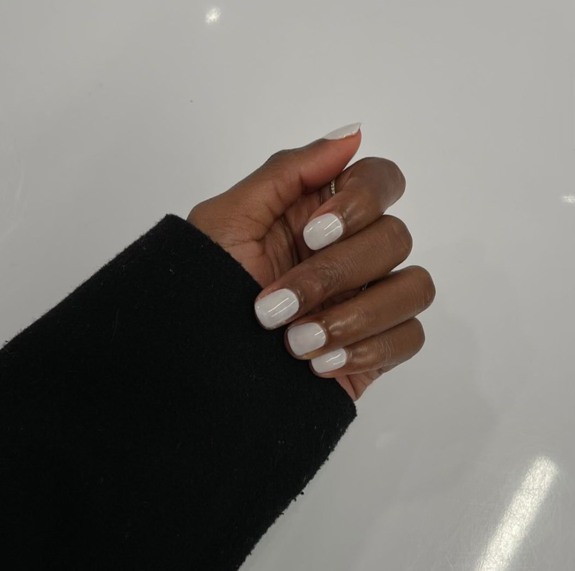 white painted nails