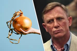 A giant onion and Daniel Craig in "Glass Onino"