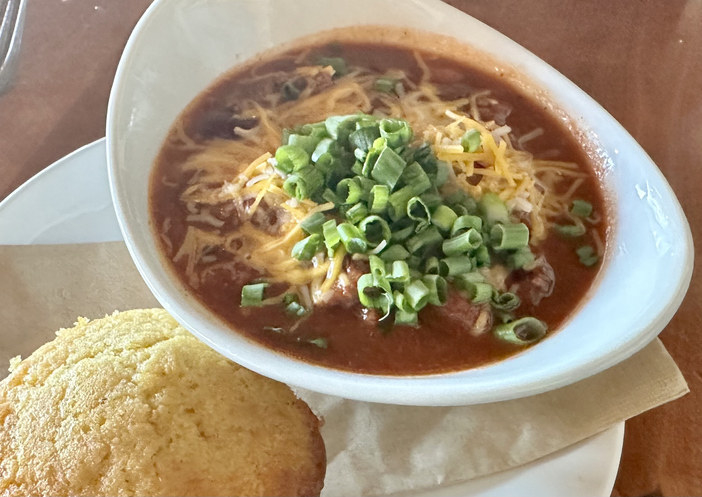 bowl of soup and corn bread