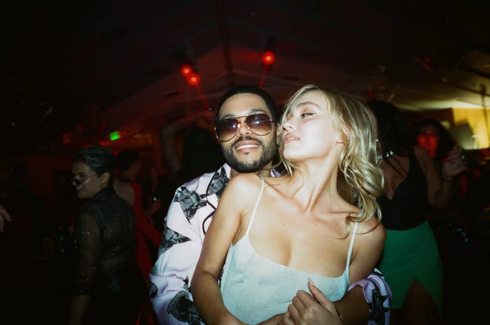 Abel &quot;The Weeknd&quot; Tesfaye as Tedros embracing Lily-Rose as Jocelyn on The Idol