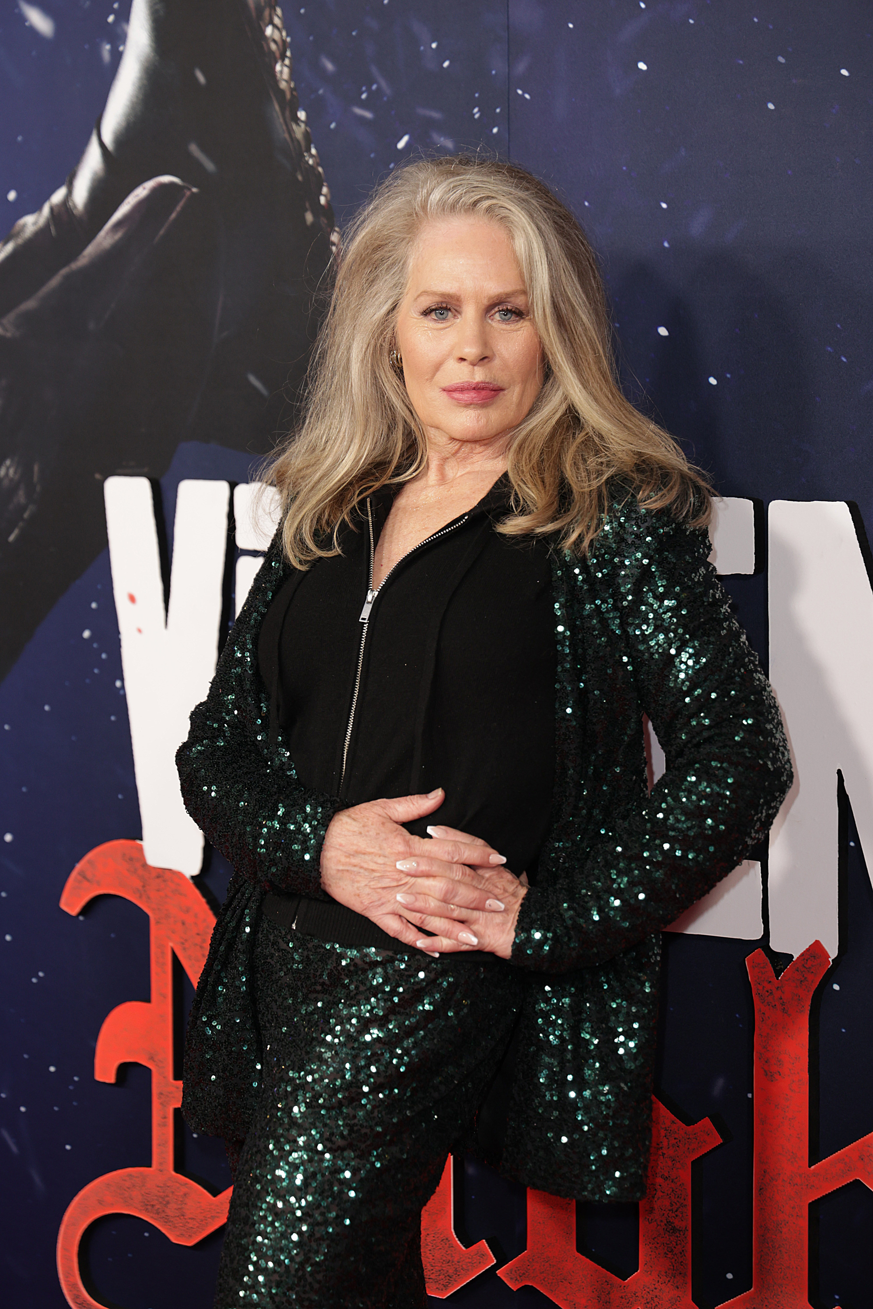 Beverly D&#x27;Angelo rocking a sequined pant suit on the red carpet