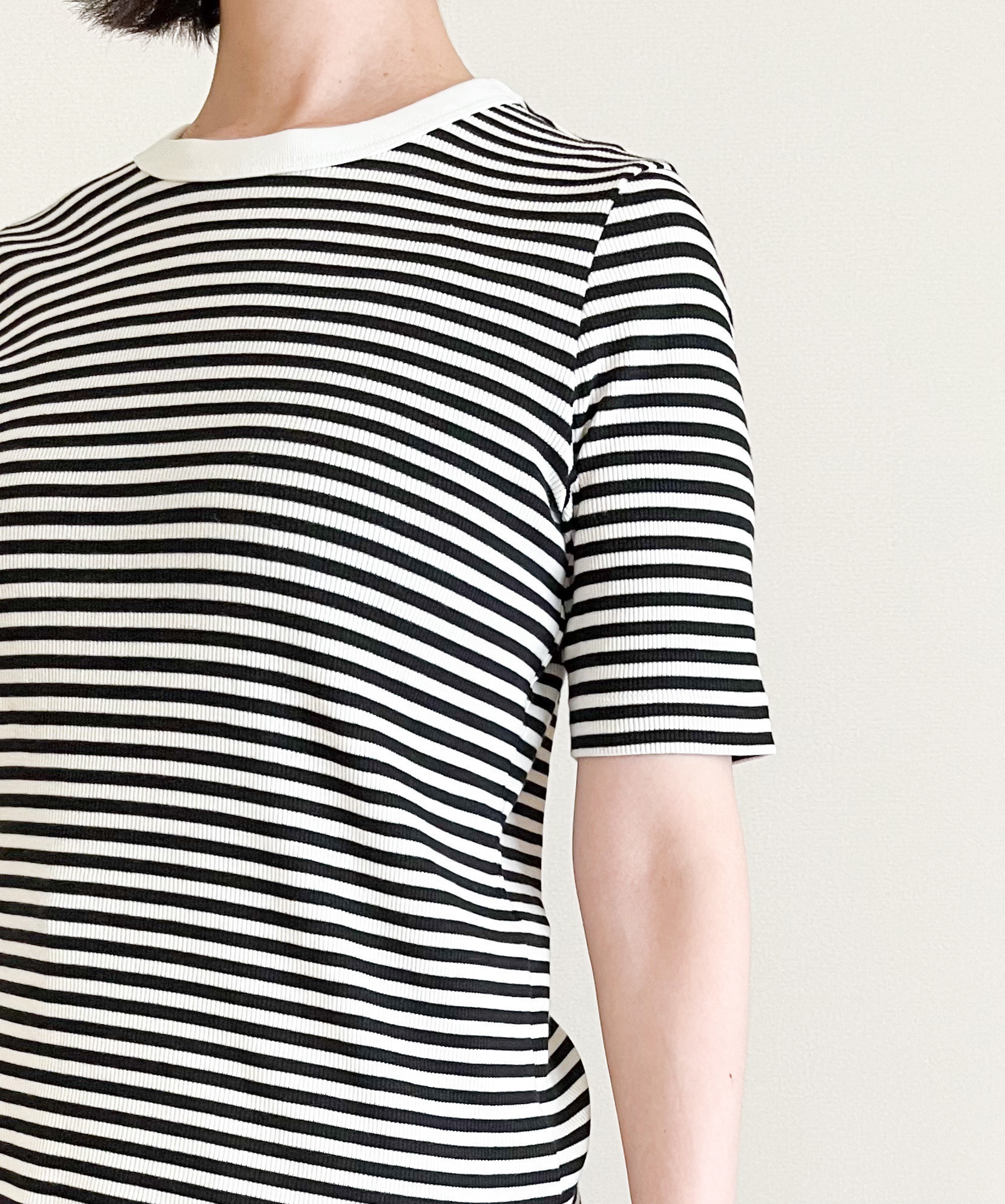 UNIQLO（ユニクロ）のおすすめのトップス「リブボーダークルーネックT（5分袖）」