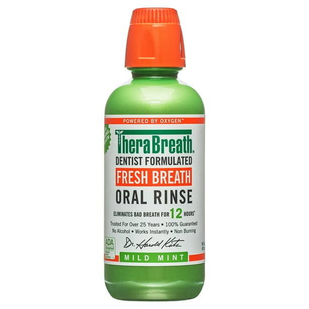 a bottle of the therabreath oral rinse