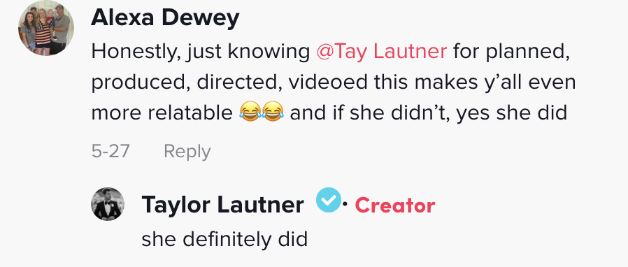 Taylor reveals Tay completely created his tiktok