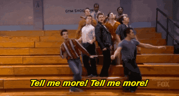 cast of grease live singing &quot;tell me more tell me more&quot;