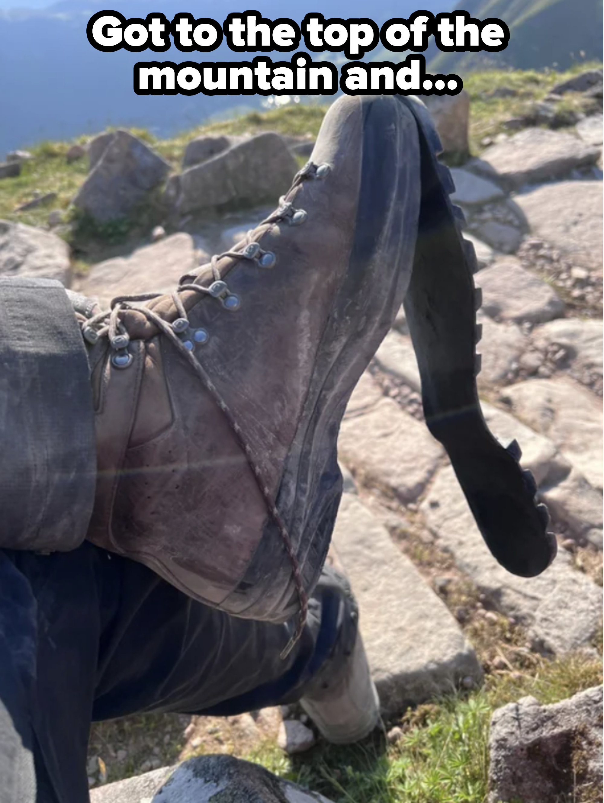 Closeup of someone's broken shoe