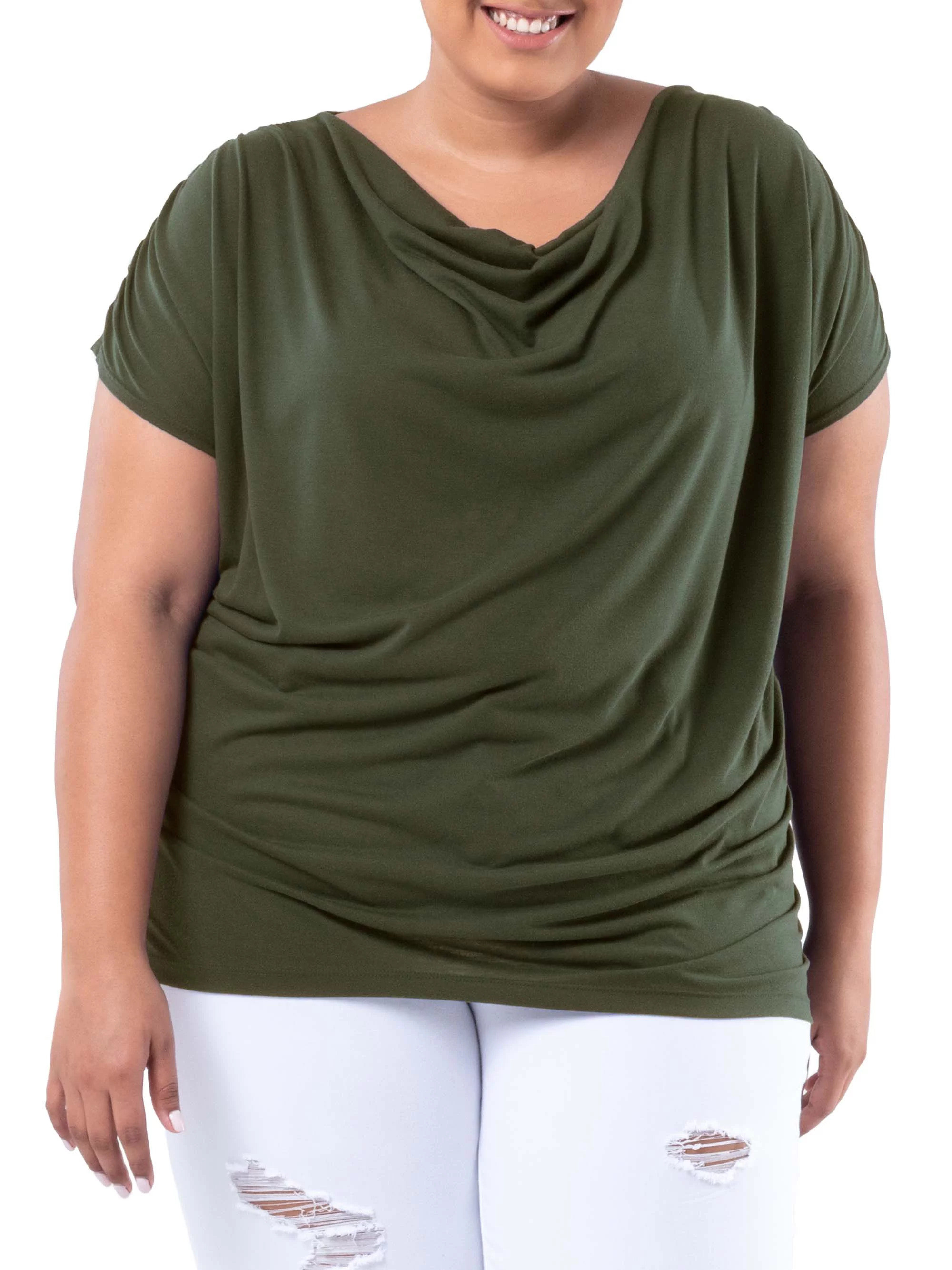 Model wearing the olive top