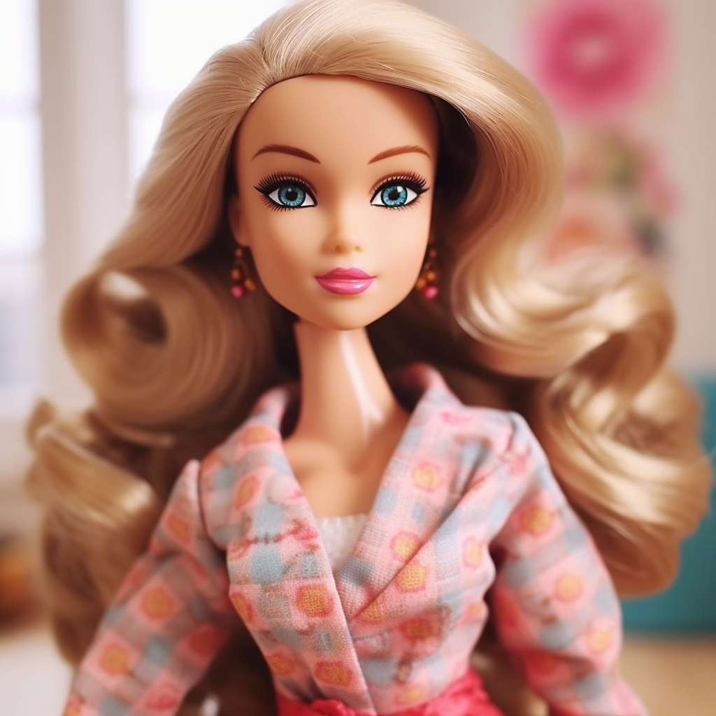 A Barbie wearing dangly earrings and a chic belted jacket