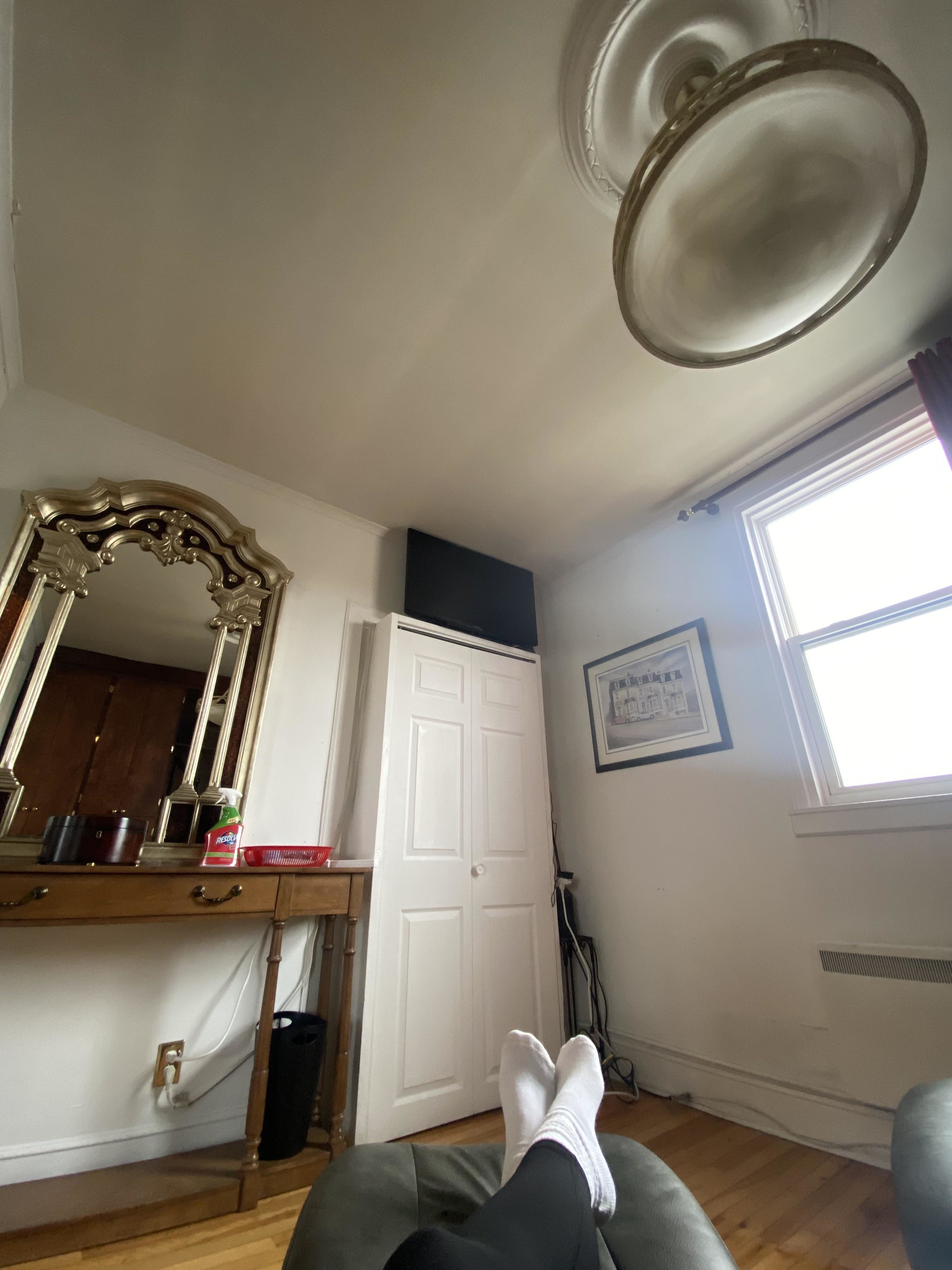 tv at the top of a closet