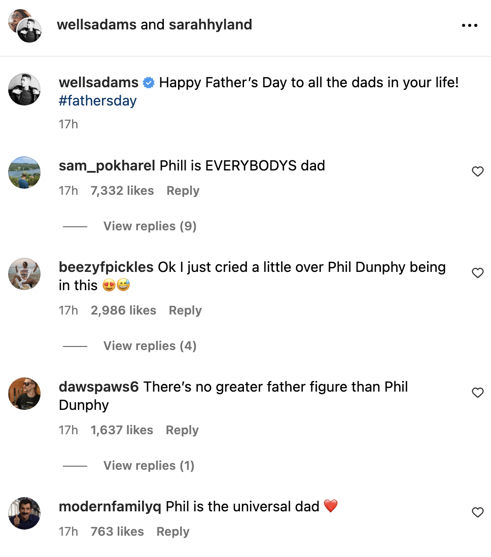 Screenshot of Instagram comments