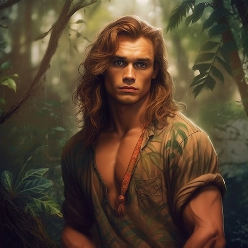 Tarzan in the jungle as a human