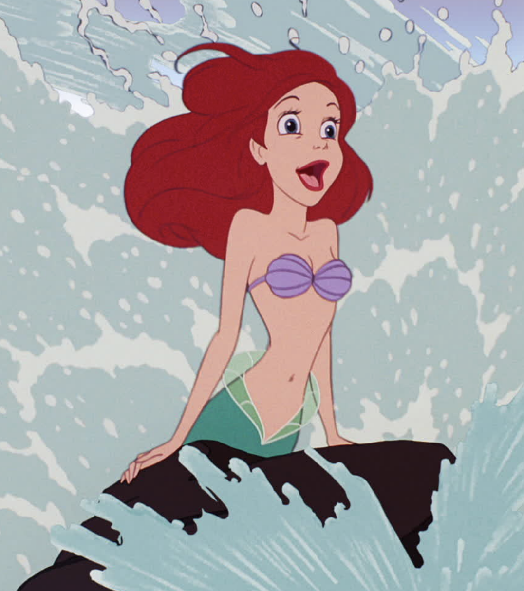 Ariel in the movie as the wave crashes around her