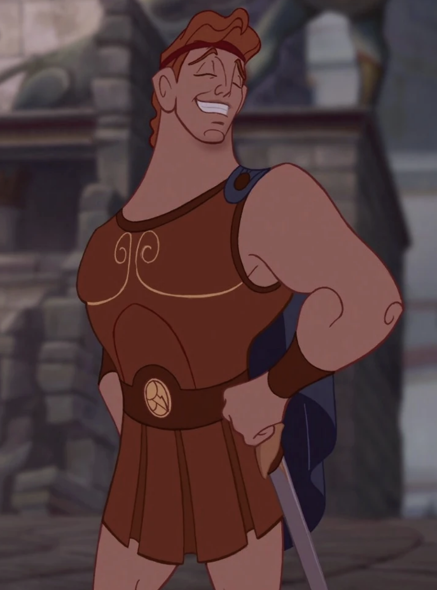 Hercules with his muscles in the animated movie