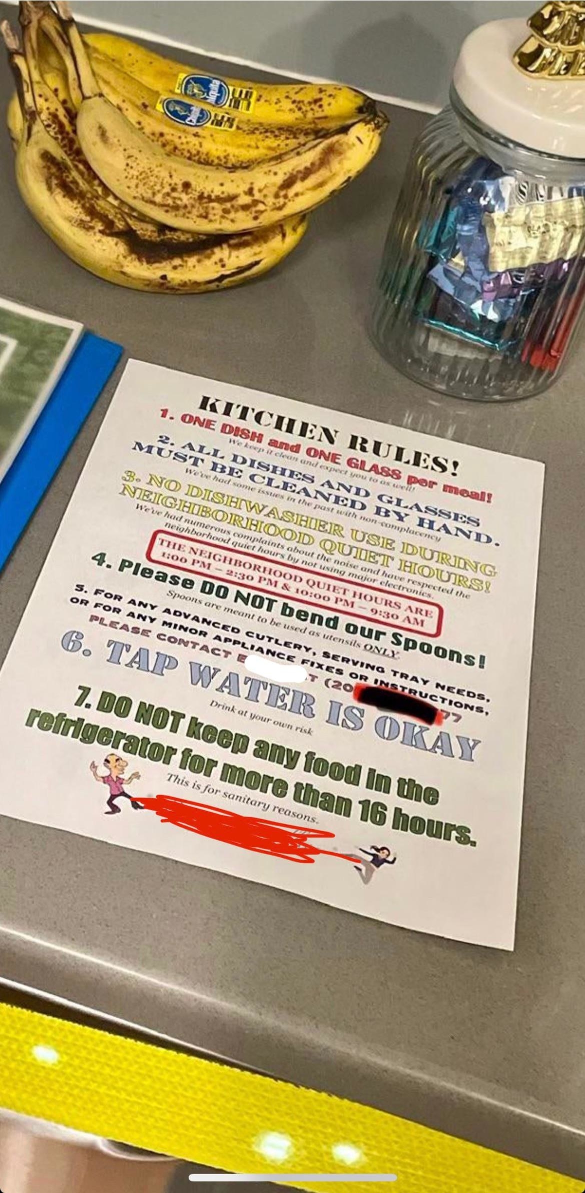 rules on a paper written in so many different fonts and sizes