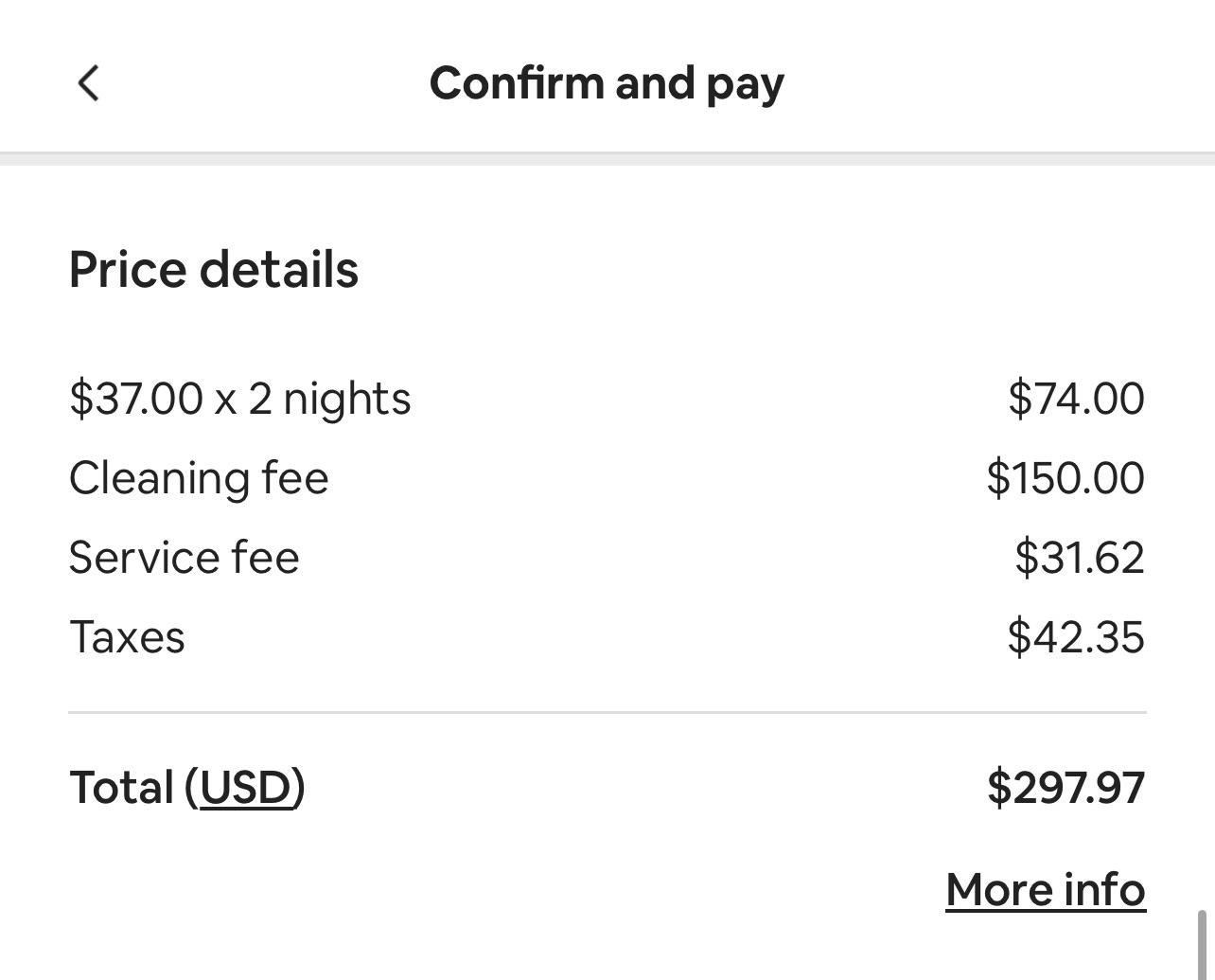cleaning fee and price details