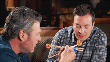 Blake Shelton and Jimmy Fallon eating sushi.
