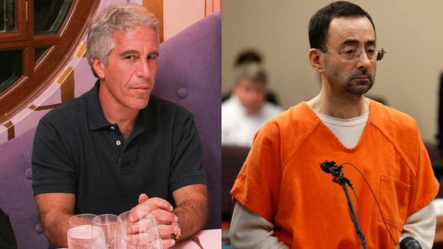 jeffrey epstein and larry nassar are pictured