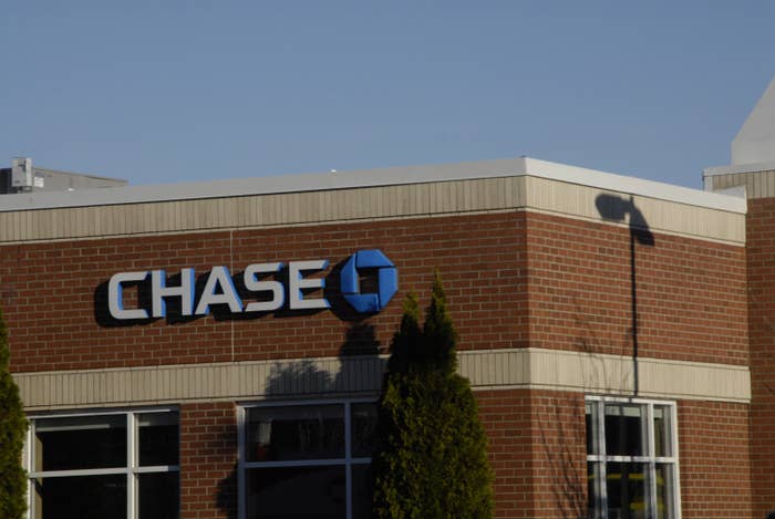 A closeup of the outside of a Chase bank