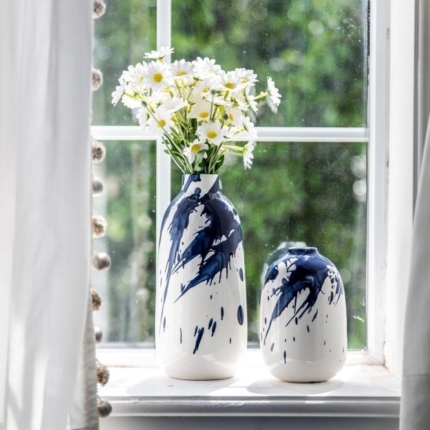 The vase set in a window
