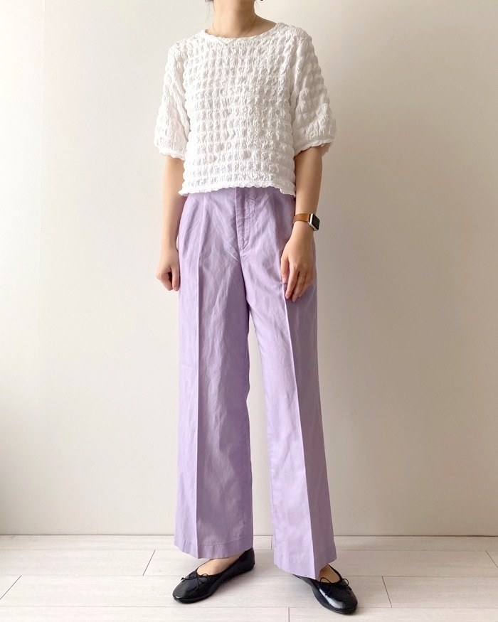 ユニクロのオススメのファッション「リネンブレンドタックワイドパンツ（丈標準67～69cm）セットアップ可能」
